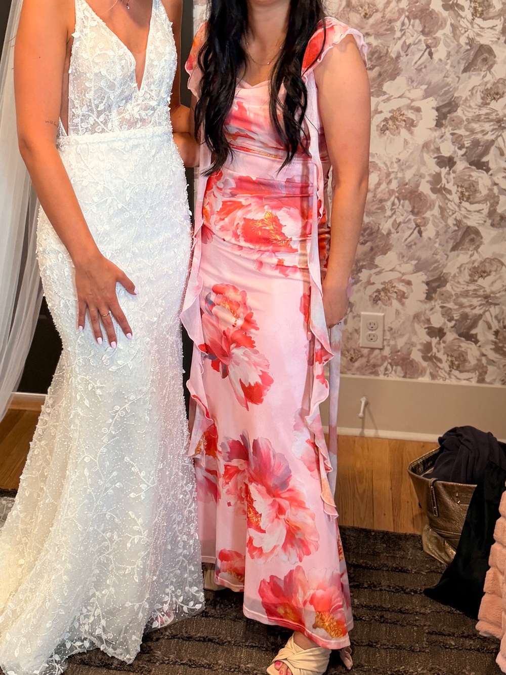 Petal & Pup Pink Floral Ruffle Maxi Dress